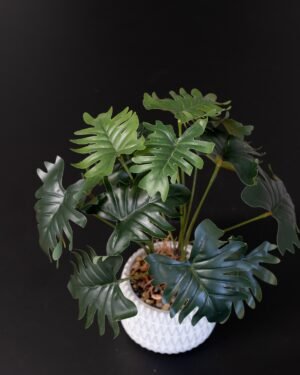 Eksklusiv Kunstig Filodendron i Moderne Cementpotte – Naturtro (32 cm) - Billede 4