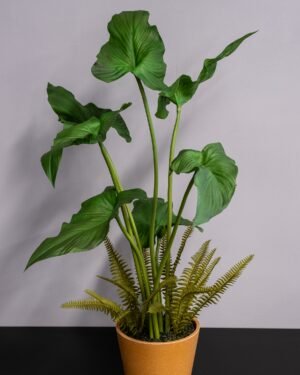Eksklusiv Kunstig Alocasia Cucullata i Melaminpotte – Naturtro (75 cm) - Billede 4