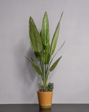 Eksklusiv Kunstig Heliconia i Melaminpotte – Naturtro Design (90 cm) - Billede 3