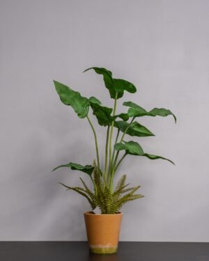 Eksklusiv Kunstig Alocasia Cucullata i Melaminpotte – Naturtro (75 cm) - Billede 3